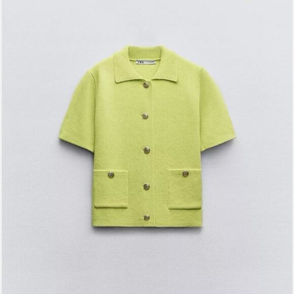 ZARA BLOGGERS’ FAVORITE BASIC SHORT SLEEVE KNIT CARDIGAN Sizes S ,LNEW WITH TAG! - Picture 1 of 15